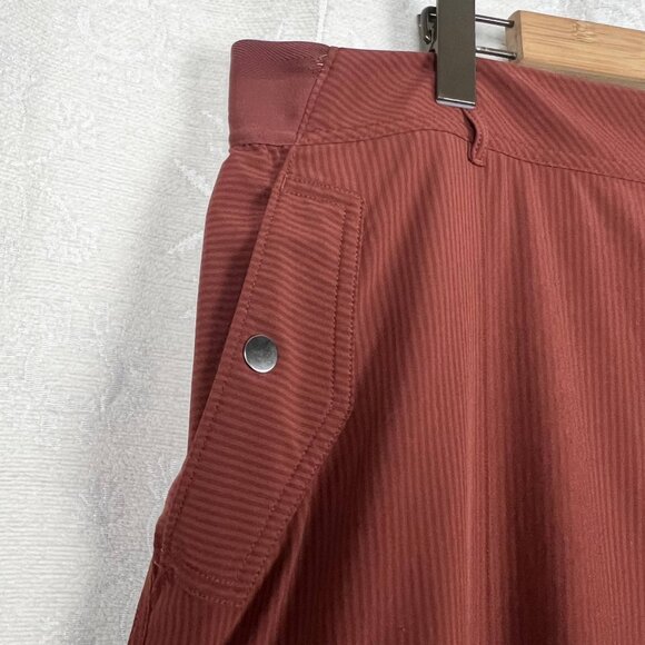 Athleta Vienna Cargo Pant in City Brown Stripe high-rise pull-on straight leg 20 - Picture 3 of 9